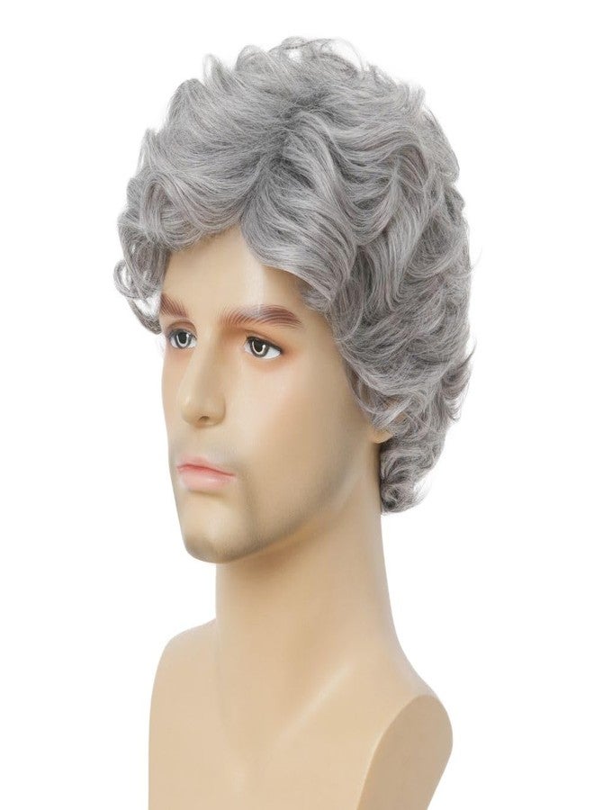 Dai Cloud Grey Short Curly Wigs for Men Natural Fluffy Synthetic Layered Halloween Daily Hair for Male Wig Cap - Image 4
